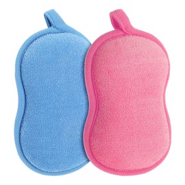 2Pcs Baby Bath Sponge Shower Sponge Soft Absorbent Exfoliating Wash Soap Kids Loofah Gentleness Comfort Bathing Tool for Infants Men Women Body All Skin Type (Pink; Blue)