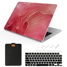 SanMuFly Compatible with MacBook Air 13.6 inch Case 2022 Release Model: A2681 M2 Chip, Printed Pattern Plastic Matte Hard Shell & Laptop Sleeve & Keyboard Cover for Mac Air 13.6, Marble 15