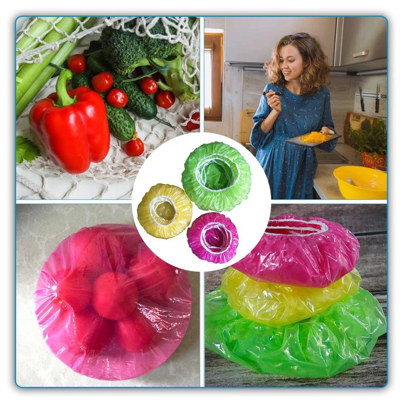 Plastic Food Cover, Pack of 60 Bowls, Cups Covers, Reusable