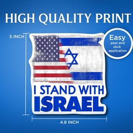 (2 Pack) I Stand with Israel Bumper Stickers - 5" On Longest Side - Sticks to Any Smooth Flat Surface - for Car, Truck, SUV and More - Premium Matte Vinyl - Made in USA -IS2