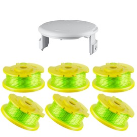 7Pack .080" String Spool Compatible with Hart Auto-Feed String Trimmer Cordless Trimmers and Cover Cap Replacement Part,Replacement Hart Auto-Feed Pre-Wound Spool Line Each 11ft (6Spools, 1Cap)