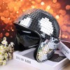 Yoiemivy Disco Helmet with Retractable Visor Glitter Mirror Glass Punk
