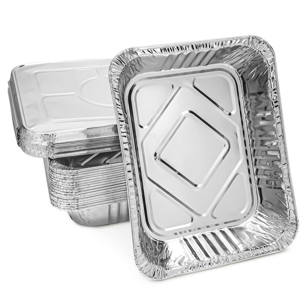Juvale 20-Pack 9x13 Aluminum Roasting Pans with Lids, Half Size Disposable Tin Food Storage Tray, Chafing Tins for Baking, Catering, Broiling, Steam Table, Food, Grills, BBQ