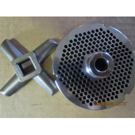 HOBART #32 GRINDER PLATE 5/32" HOLES 5/8 THICK W/ HARD EDGE KNIFE 4246,4346