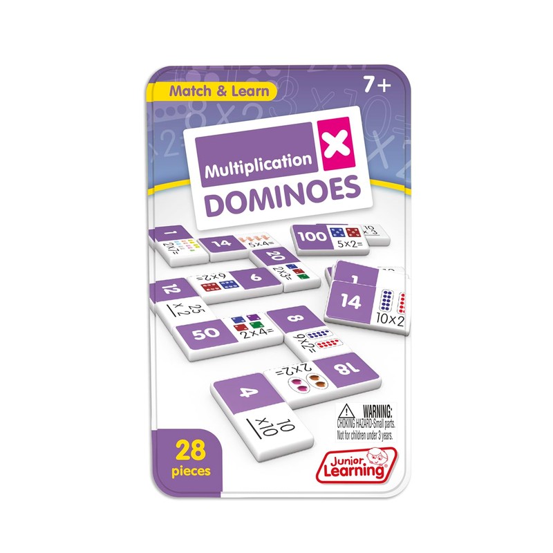 Junior Learning Multiplication Dominoes Game Set, 28 Pieces, Ages 7-9,