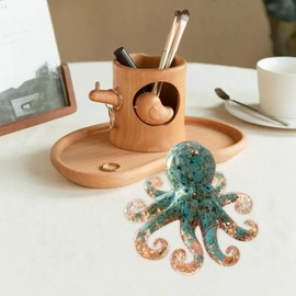 Octopus Decor,Decorative Resin Crystal Squid Long Tentacles Sea Animals Figurines - Nautical Home Decor Accent Figurine, Decorative Sculpture for Home Decor