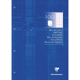 Clairefontaine 5819C Course Pad (with 100 Sheets, French Ruling, DIN A4, 21 x 29.7 cm, Ideal for School) Pack of 1, White