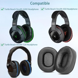 Stealth 520 Ear Pads Replacement Compatible with Turtle Beach Stealth 420X 450 520 Headphones Ear Pads Cushion (Protein Leather/Memory Foam)