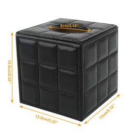 Discoball Tissue Box Cover PU Leather Cube Tissue Holder - Household Office Square Tissue Cover Case Paper Holder Napkin Dispenser Holder for Home Office and Car (Black Cube)