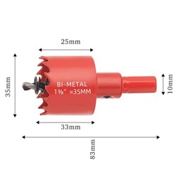 GVSS 1 Piece Bi-Metal Hole Saw 35 mm, HSS M42 Bi-Metal 35 mm with Adapter and Pilot Drill, Ideal for Wood, Metal, Plastic and Drywall, Deep Cut up to 25 mm