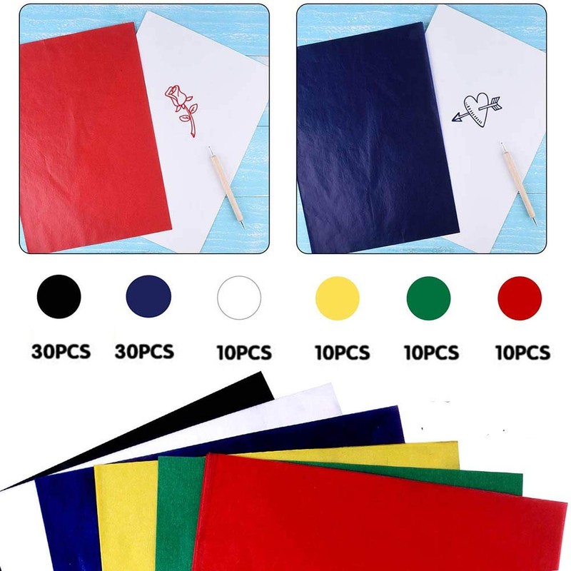 Yesallwas Carbon Transfer Paper A4 100 Sheets Tracing Paper Multi