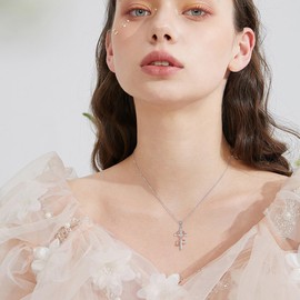 HUKKUN Stethoscope Necklace Sterling Silver Cross Stethoscope Pendant Necklace Nurse Graduation Jewelry Gift for Women