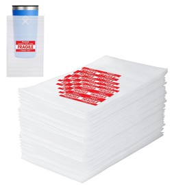 50 pcs Cushion Foam Pouches Wrap 12x7.5inch with Fragile Sticker to Protect Mug Cup Glasses Plate Dishes, Moving Materials Kit Alternative to Bubble Cushioning Wrap for Ornaments