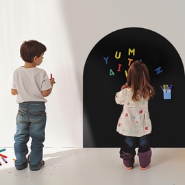 Arch Magnetic Wall Decal for Kids, 40 x 32 Upgraded Self-Adhesive Magnetic Chalkboard for Wall, Magnet Wall Drawing Learning for Playroom, School, Home(Black)
