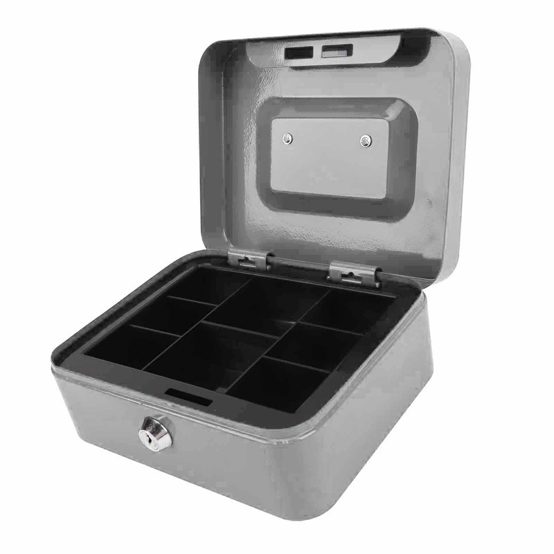 Small Locking Cash Box Portable Double Layers Safe Metal Money