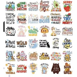 HiTransfer 9 Sheets Baby DTF Transfers Ready to Press, Baby Shower Iron on Transfers for T Shirts, Iron on Decals for Clothing, T Shirts Hoodie Bag Pillow DIY Crafts (Baby)