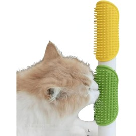 Cat Scratching Interactive Leg Wrap Grooming Tool for Kitty Massage Corner Silicone Wall-Mounted Scratcher Fun Pet Scratch Pad Toy (2 Yellow+2 Green)