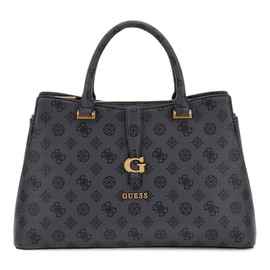GUESS Cuba Tri Compartment Satchel Charcoal Logo, Charcoal logo