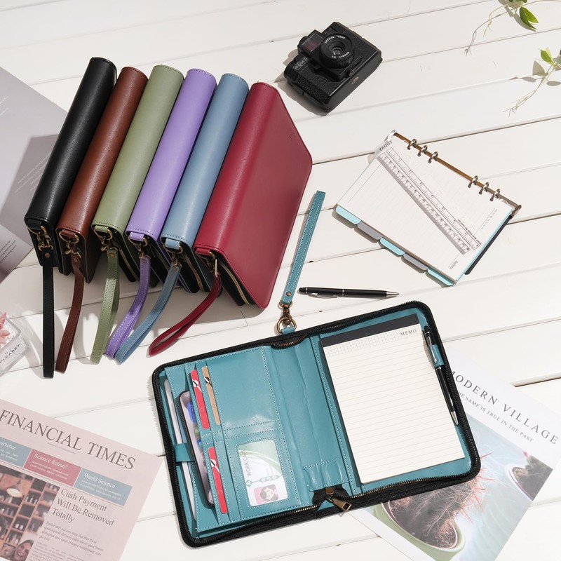 WASON Portfolio A5 Binder Journal with Zipper - Leather pu