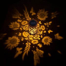 Homemory Sunflower Solar Lanterns Lights Outdoor Waterproof, Hollowed-Out Metal Decor Lantern, Gifts for Women, LED Solar Lights Metal Decoration Outside for Yard, Patio, Backyard, Porch, Lawn