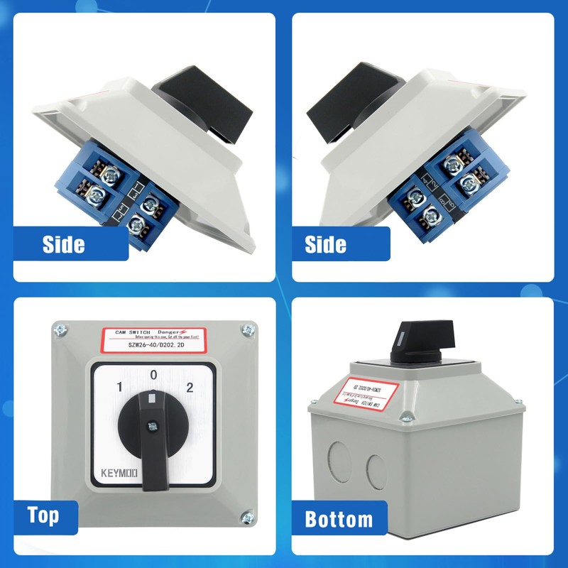 KEYMOO 40A Rotary Changeover Switch with BOX, 660V 3 Position