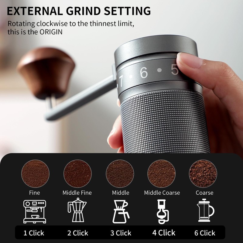 Bincoo Foldable Manual Coffee Grinder with External Adjustable Setting,Coffee Bean