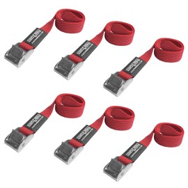 Straps & Buckles - Cinch Tie Down CAM Cargo Utility Lashing Straps - 1" Wide Heavy Duty Webbing (24" LWCAM - 6 PK, Red)