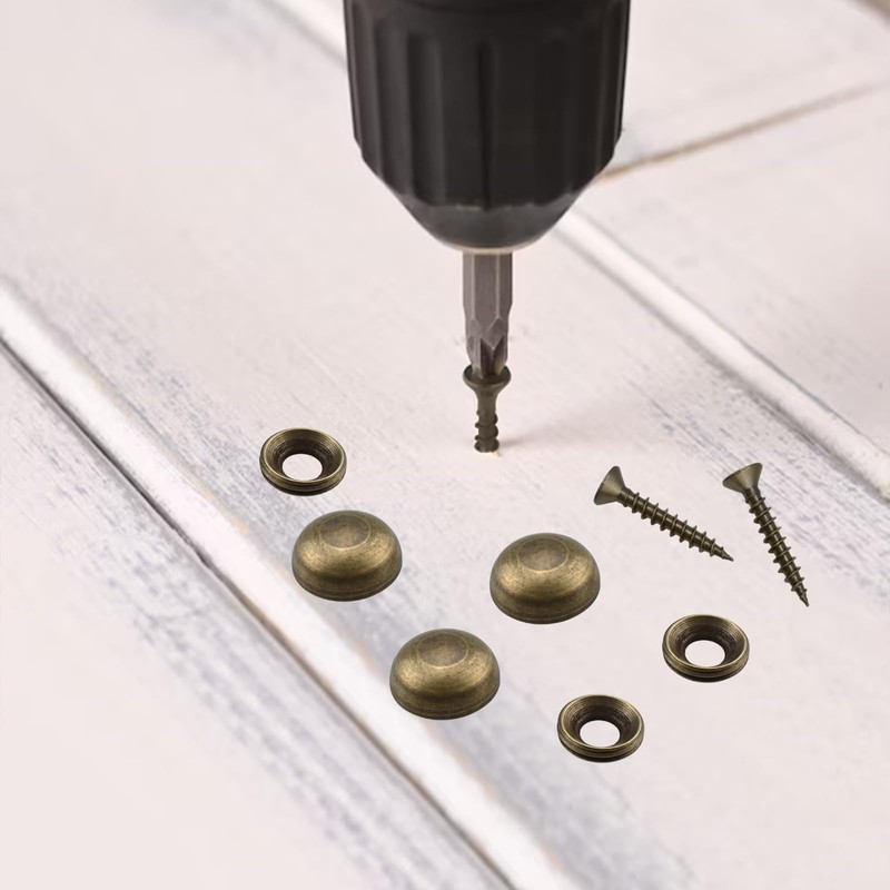 Aifeier ET 10Pcs Pure Brass Decorative Screws with Caps, Mirror