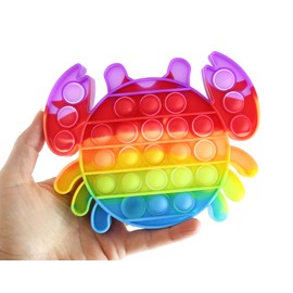 Set of 2 Rainbow Lobster and Crab Bubble Pop Fidget Toy - Ocean Sea Animal Silicone Push Poke Bubble Wrap Fidget Toy - Pop the Bubbles Down Then Flip it over and Do it Again - Sensory Stress Toy OT