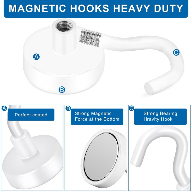 LOVIMAG Cruise Ship Essentials, 150Lbs Magnetic Hooks Heavy Duty, White