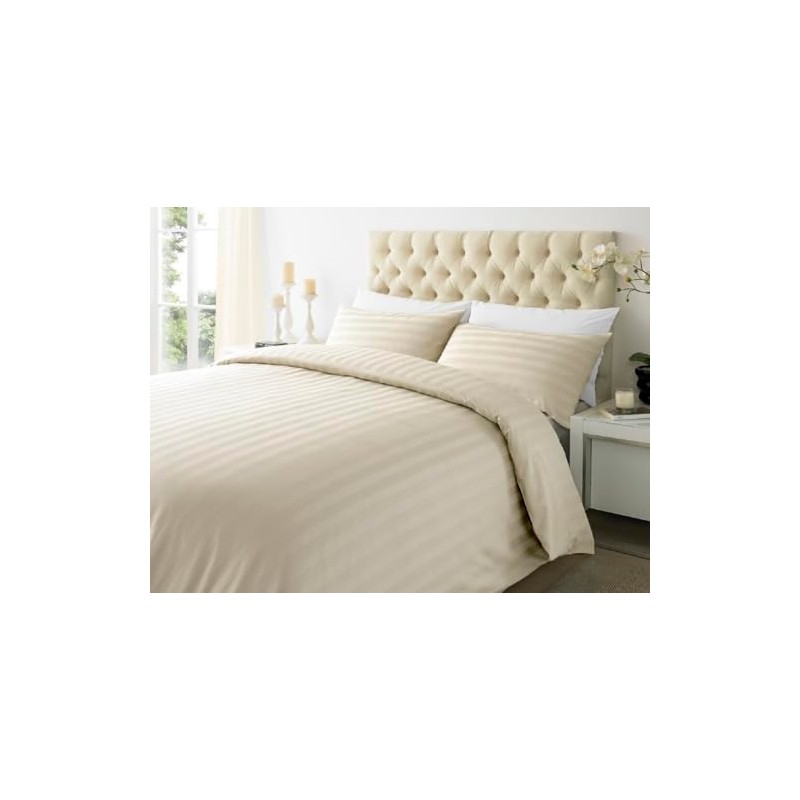 Bedtime Comforts Ltd CREAM LUXURY SATIN STRIPE DUVET COVER SET