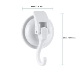 SOCONT Heavy Duty Vacuum Suction Cup Hooks, White Plated Polished Super Suction for Kitchen Bathroom, 6 Pack