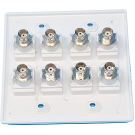 RiteAV 8 Port BNC Female/Female HD-SDI Jack Wall Plate - White