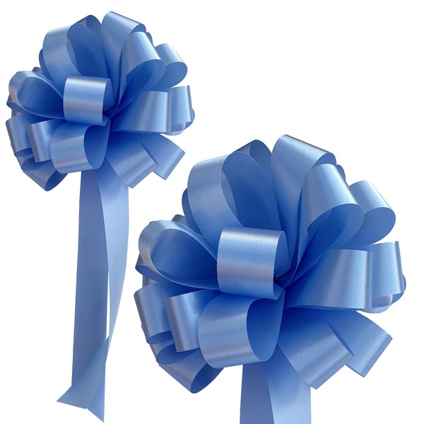 Baby Blue Gender Reveal Ribbons - 8" Wide, Set of 6 Pull Bows, Boy's Party, Summer, Decorative Pull Bows, Gender Reveal, Baby Shower, Birthday, It's a Boy, Christmas, Easter, Spring