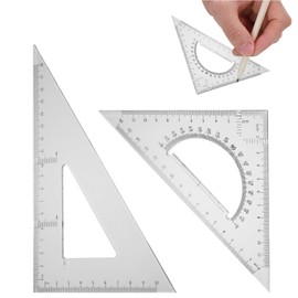 PAVIKE Triangle Ruler for Drafting (Set of 2), Transparent Math Ruler, Drafting Ruler, Measuring Tool, Clear Scale, Suitable for Home and School Study, Exam Study, Also Suitable for Drawing and