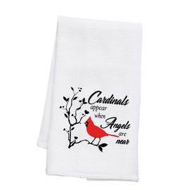 Cardinals Appear When Angels Are Near Novelty Kitchen Towels with Sayings Flour Sack Cotton Hand Towel Dish Towel Tea Towel Decorative Farmhouse Bath Sign Housewarming Gifts Multi-Purpose Towel (Cardinal appear towel CA)