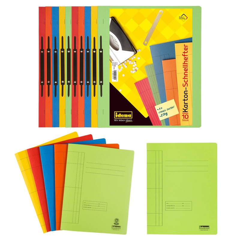 Idena 300041 Cardboard Folders A4 10 Items Green / Yellow