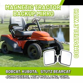 KUAFU Universal Magnetic Tractor Mirrors Compatible with Kubota John Deere Zero Turn Mower Rearview Side Mirrors Black 2Pcs 220LB Rated
