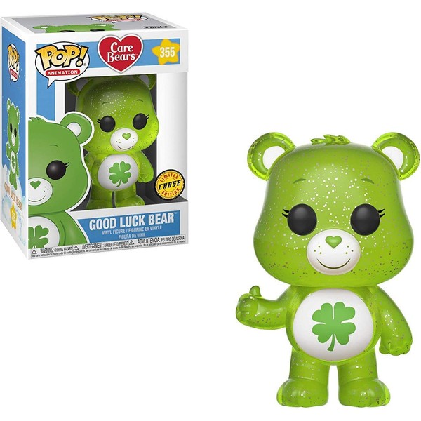 Funko Pop! Animation: Care Bears - Good Luck Bear Glitter Chase Vinyl Figure (Includes Compatible Pop Box Protector Case)