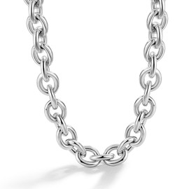 Dankadi 925 Sterling Silver Classic Round Cable Wire Link Necklace Men Cuban Curb Oval Belcher Link Chain Choker 16 to 30 in For Women 24k Gold Plated Jewelry Gift (8.5MM Silver, 18 inch)