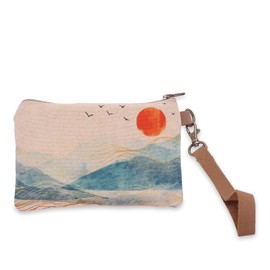 Cott N Curls Scenic Wristlet Wallets for Women - 4.7" x 8" Handcrafted Womens Wallet, 100% Cotton Canvas with Leather Strap, Wristlet Purses for Women, Durable Wristlet Wallet
