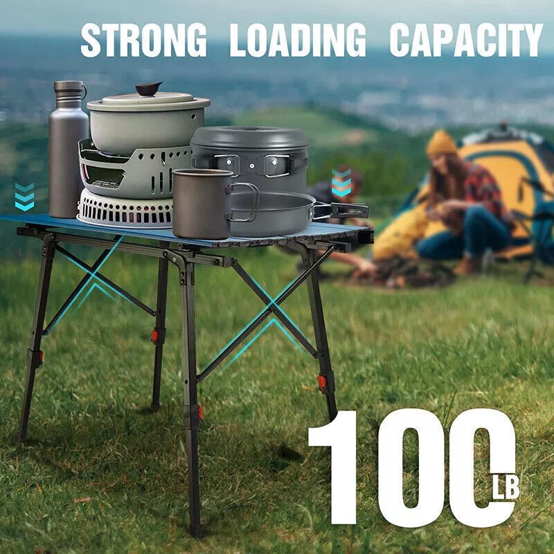 VILLEY Portable Camping Table Lightweight Aluminum Folding Beach Table for