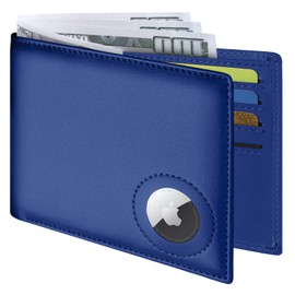 GIPUSSON Slim Leather Wallet for Men Airtag Hidden, Large Bifold Mens Wallet RFID Blocking with ID Windows, Credit Card Holder for Men Wallet