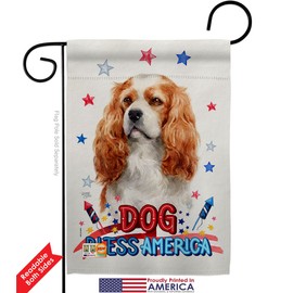 Breeze Decor Patriotic Cavalier King Spaniel Garden Flag-2pcs Pack Dog Puppy Spoiled Paw Canine Fur Pet Nature Farm Animal Creature House Banner Small Yard Gift Double-Sided, Made in USA