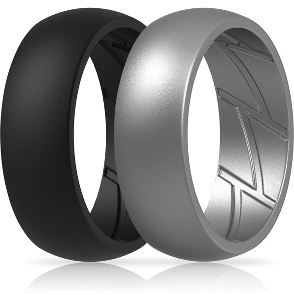 ThunderFit - Anillos de boda de silicona transpirable para hombres,