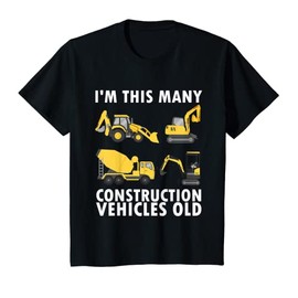 Kids 4 Years Old Boy Construction Trucks 4th Birthday Party T-Shirt