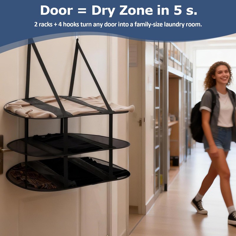 MiToBeLe 2Pcs Over The Door Drying Rack with 4 Hooks,3