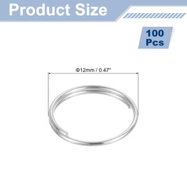uxcell 100Pcs 12mm Double Loops Split Rings, Round Jump Ring Connector, Small Nickel Plated Small Key Chain Ring Part for DIY Crafts Making, Silver