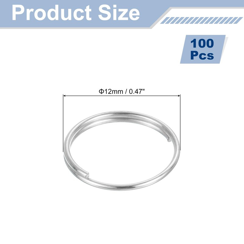 uxcell 100Pcs 12mm Double Loops Split Rings, Round Jump Ring
