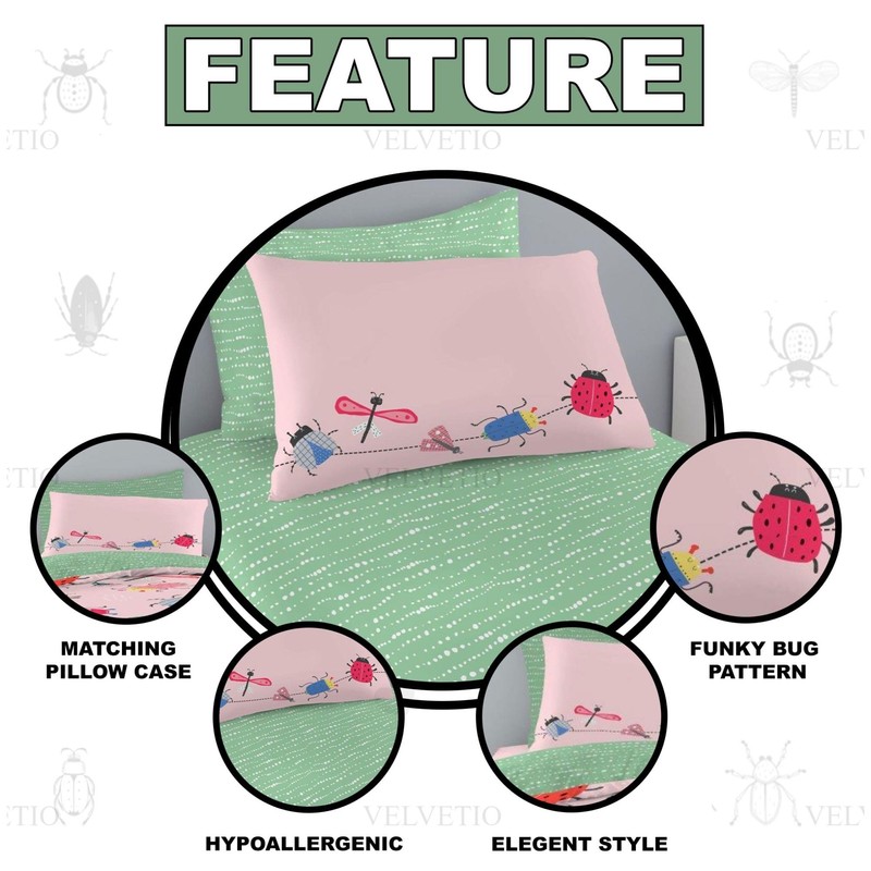 VELVETIO Luxury Kids Fitted Sheet with Matching Pillowcase, Boys &